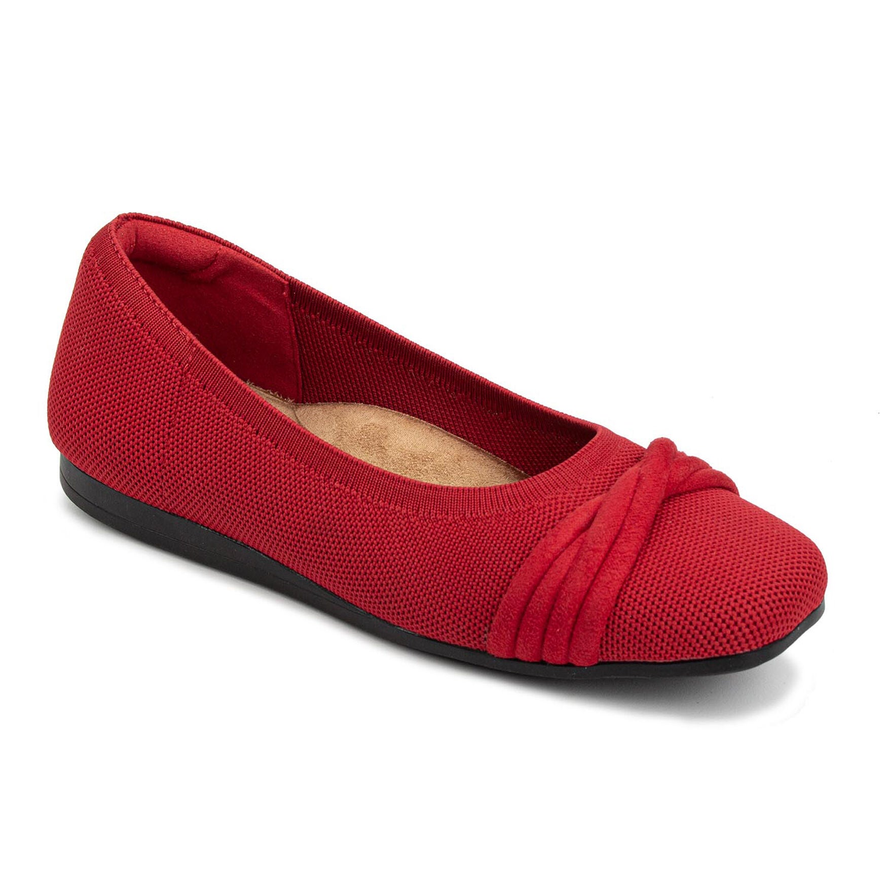 Nissa Square Toe Stretch Knit Flat, RED KNIT, hi-res image number 0