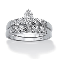 1/10 TCW Diamond Two-Piece Bridal Set in Platinum-plated Sterling Silver
