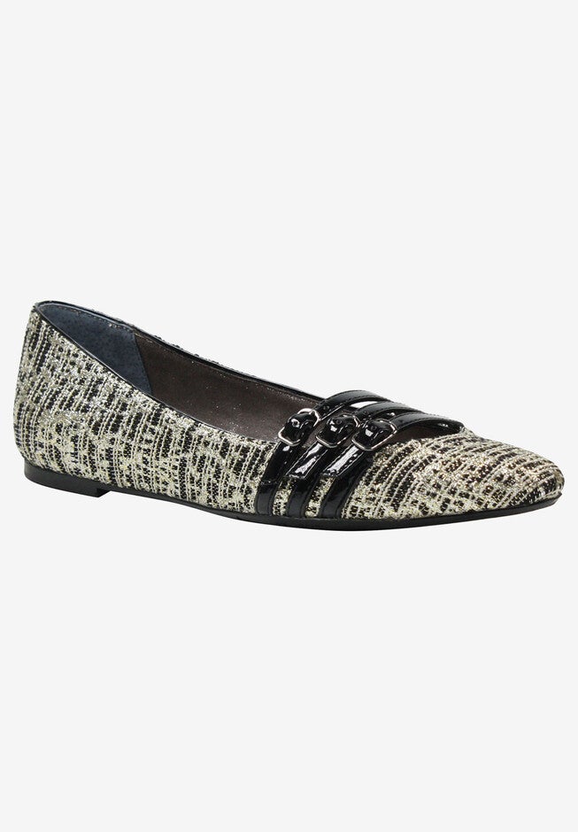 Corette Flat by J.Renee®, BLACK GOLD SILVER, hi-res image number null