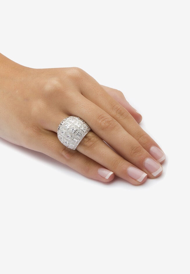 4.12 Tcw Princess-Cut And Round Cubic Zirconia .925 Sterling Silver Dome Ring, , alternate image number 2