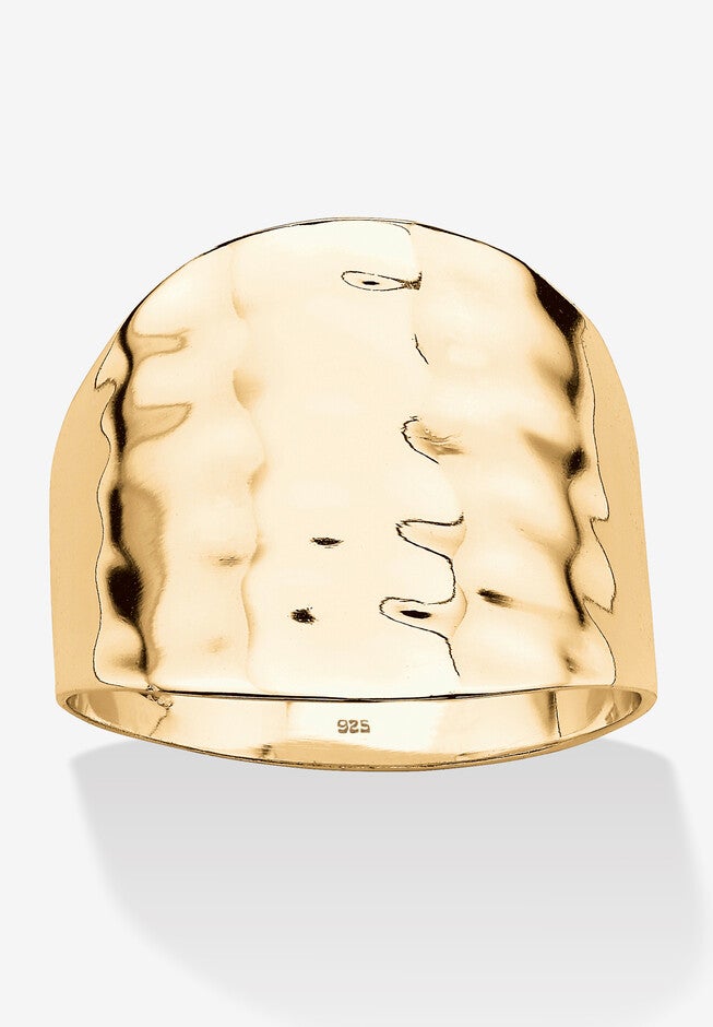Yellow Gold Over Sterling Silver Hammered Dome Ring (5Mm) Jewelry, GOLD, hi-res image number null