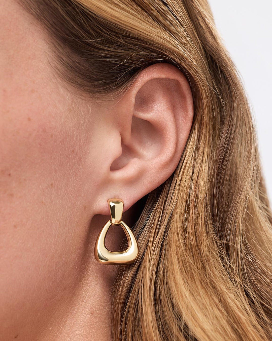 Dakota Door Knocker Statement Earrings, GOLD, alternate image number 2