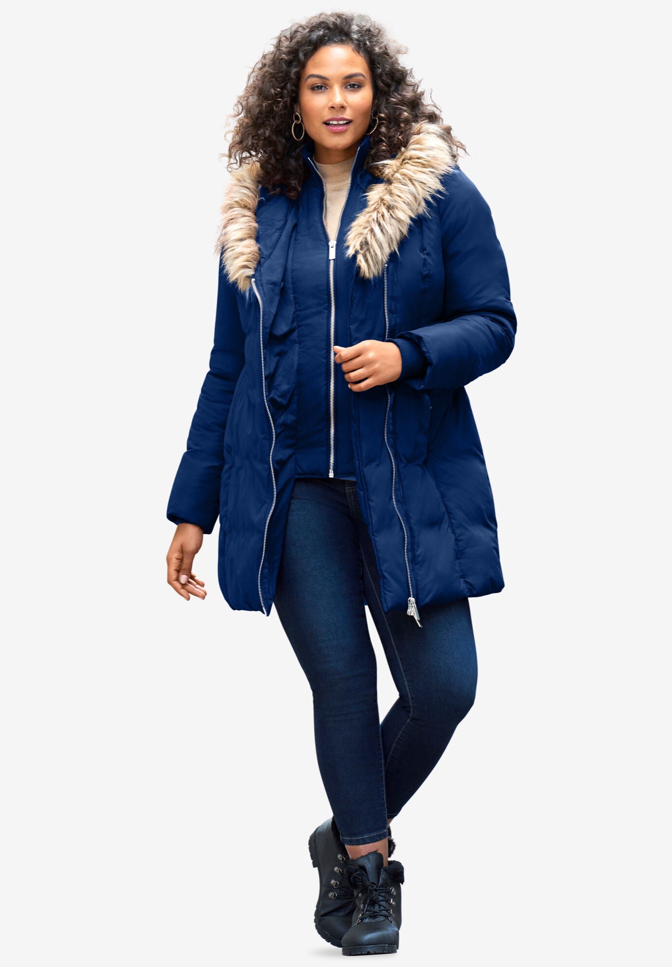 Woman within down coat outlet