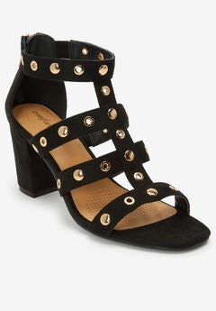 Wide Width Black Strappy Heels