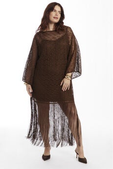 Lace Kimono Dress with Fringe