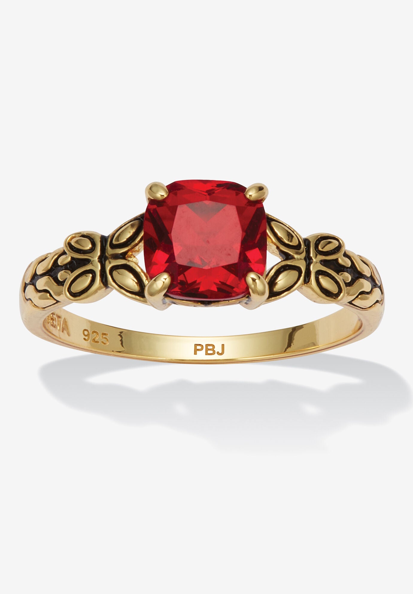 Cushion Cut Birthstone Ring In Gold-Plated Sterling Silver, JANUARY, hi-res image number 0