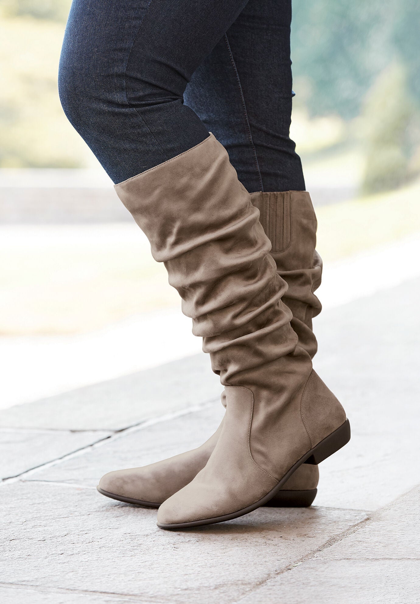 Taupe wide calf boots online