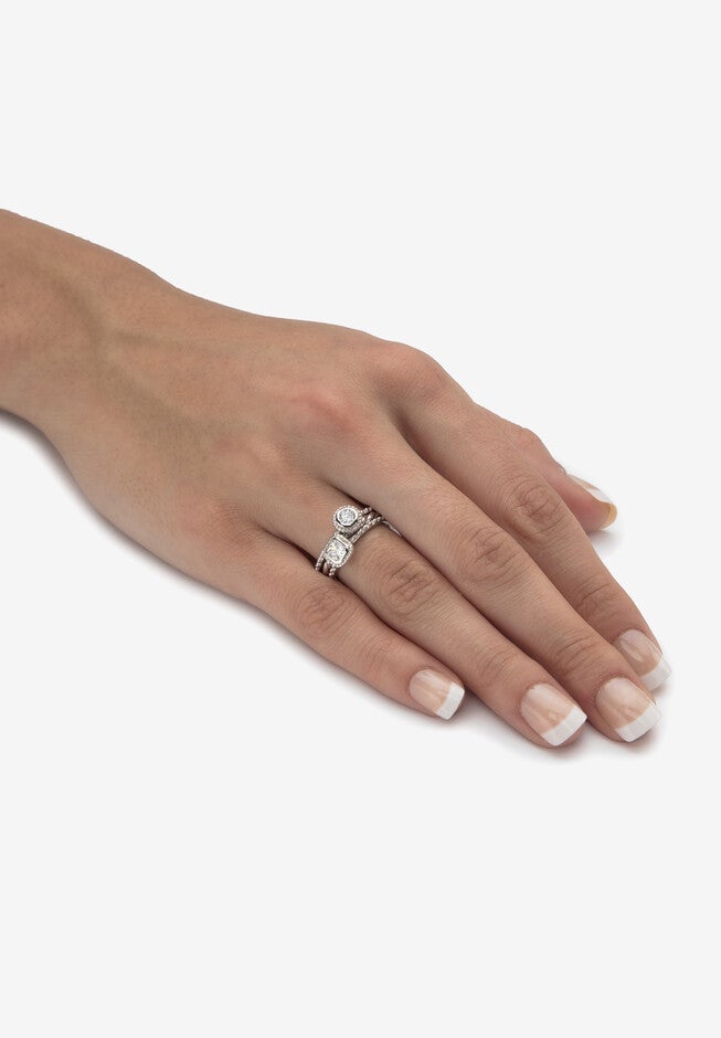 .62 Tcw Sterling Silver Stack 3 Piece Cubic Zirconia Ring Set, , alternate image number null