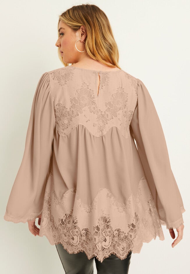 Lace-Trimmed Blouse, , on-hover image number null