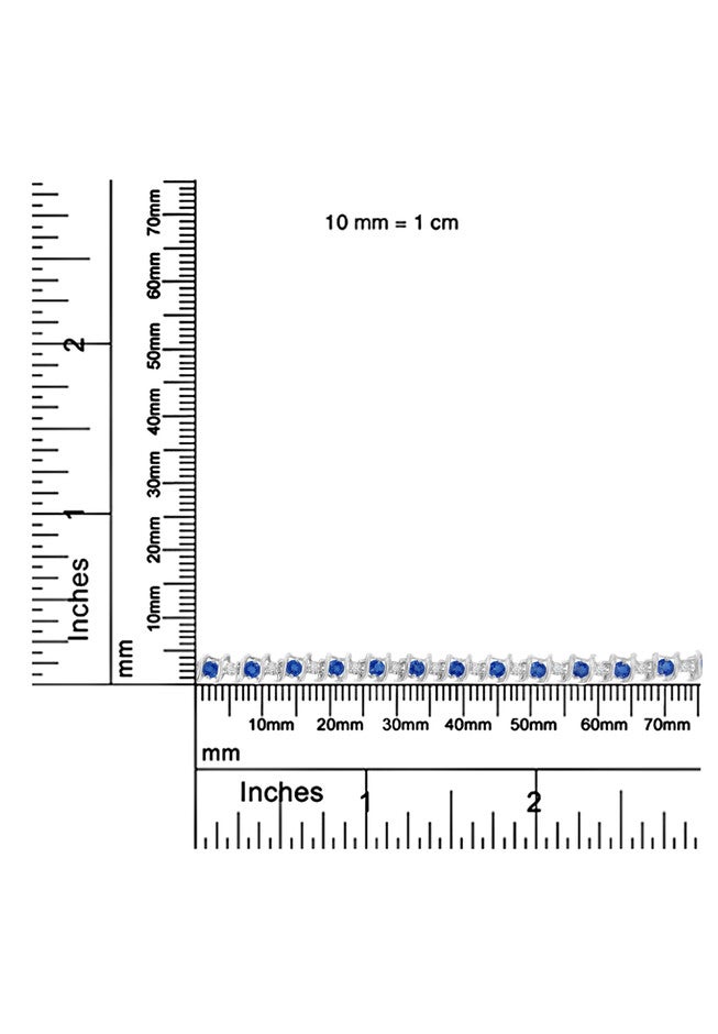 Sterling Silver Gemstone & Round Diamond Tennis Bracelet Blue Sapphire September Birthstone, , alternate image number 6