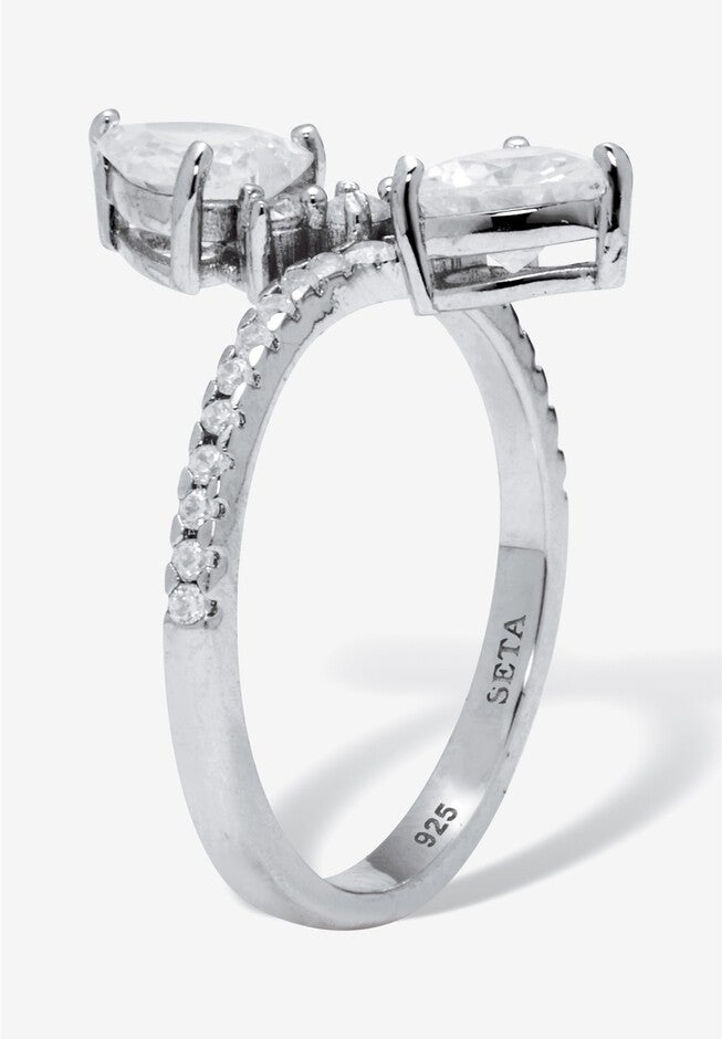 1.92 Tcw Heart Shaped Cubic Zirconia Sterling Silver Ring, , on-hover image number null