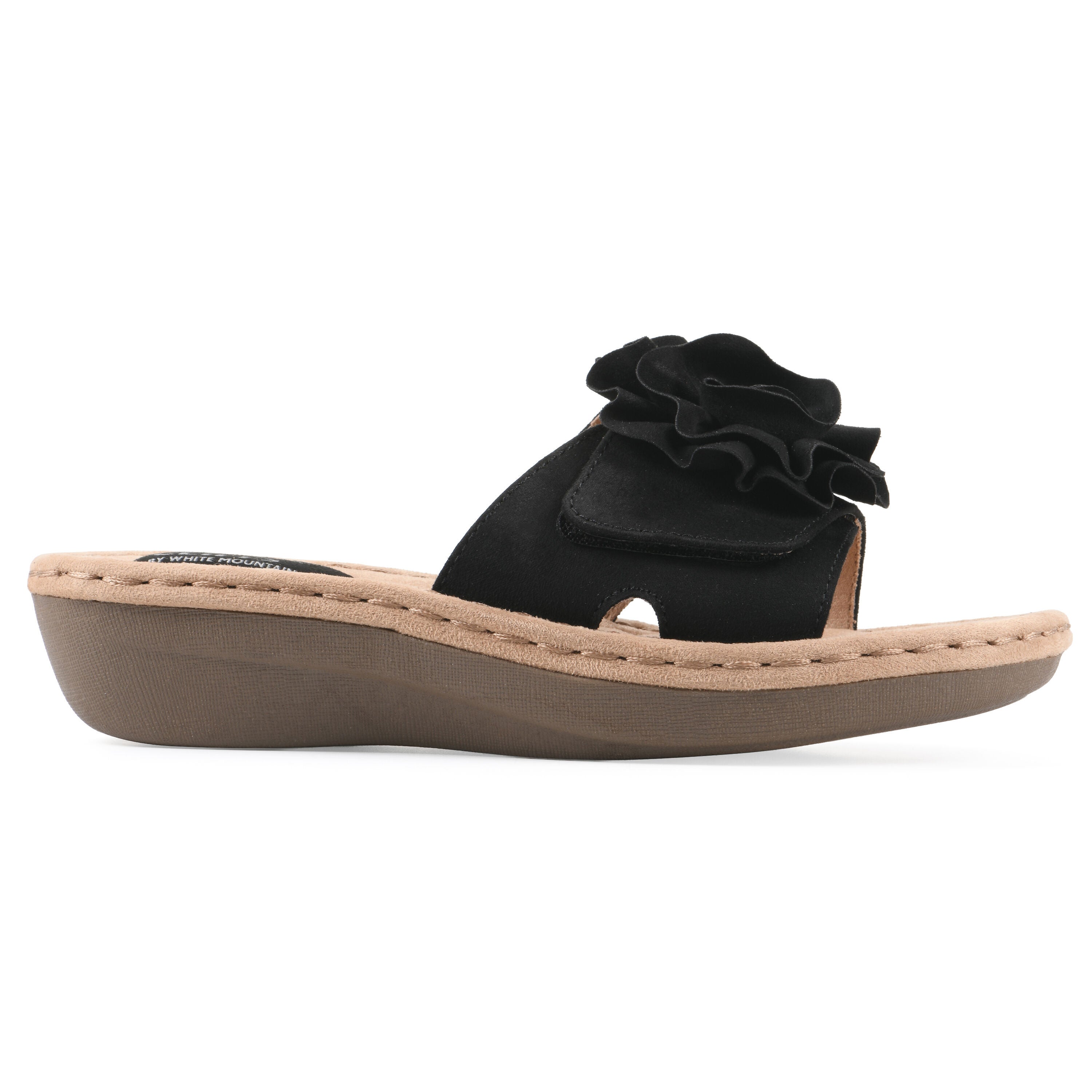 Casmyn Floral Mini Wedge Sandal, BLACK FABRIC, alternate image number 2