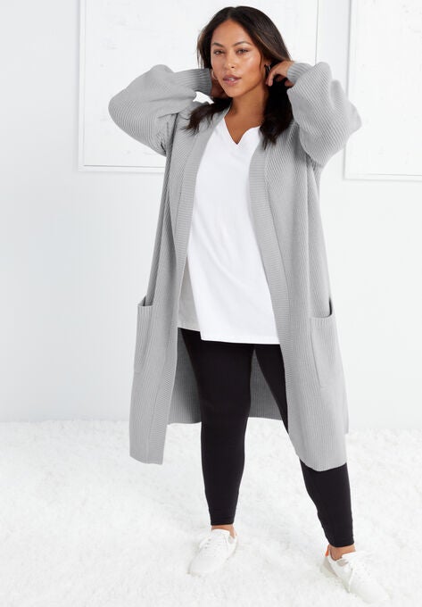 Open-Front Cardigan, GREY, hi-res image number null