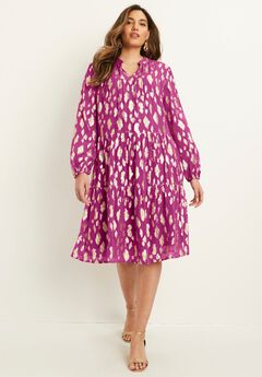 Coraline Metallic Print Georgette Dress