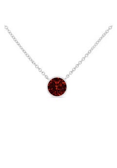 Silver Bezel Set 3.5Mm Created Gemstone Solitaire 18" Pendant Necklace - Choice Of Birthstone