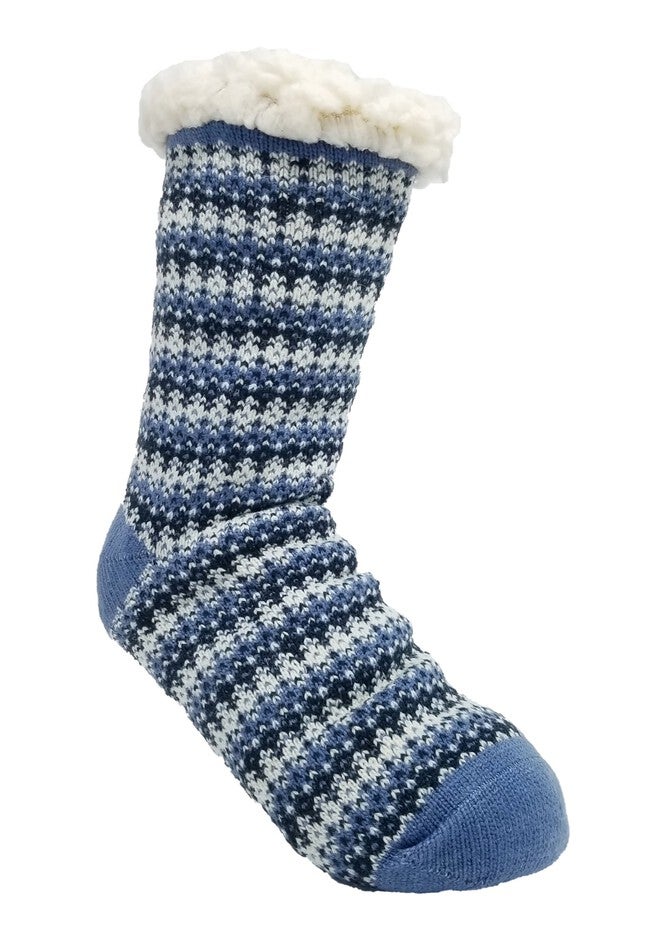 Allover Fairisle Slipper Socks, DENIM, hi-res image number null