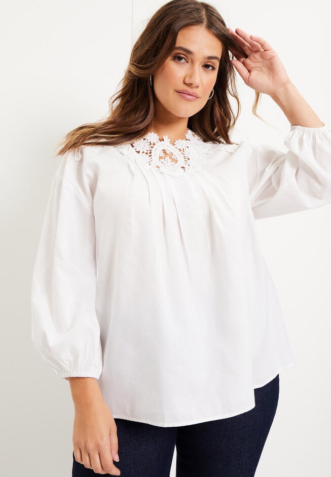 Lace La Vie Poplin Top, , alternate image number 4