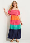 Off-The-Shoulder Tiered Maxi Dress, TROPICAL EMERALD MULTI, hi-res image number null