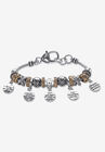Silver Tone 10 Commandments Charm Bracelet Lucite 7.5" plus 1" ext, SILVER, hi-res image number null