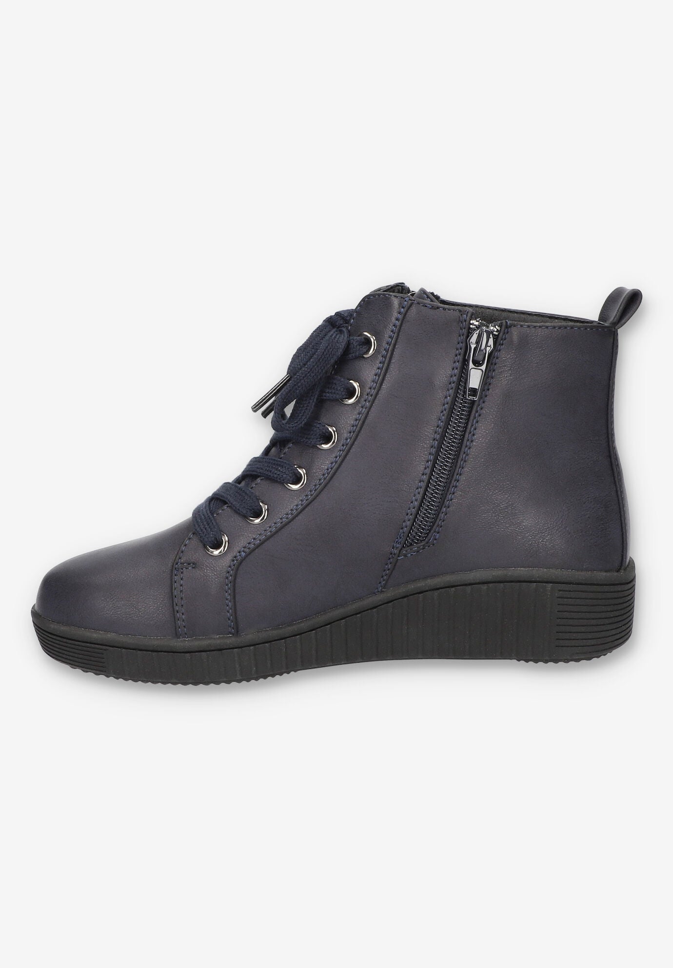 Hollyann Slip-Resistant Ankle Boot, NAVY BURNISHED, alternate image number 4