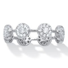 Crystal Platinum-Plated Cluster Ring