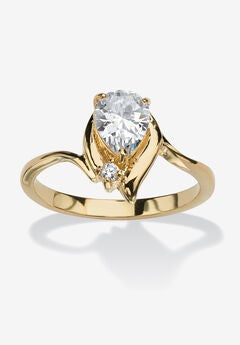 Yellow Gold Plated Simulated Birthstone And Round Crystal Ring Jewelry