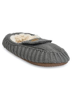 Womens Textured Knit Mocassin Slipper Slippers