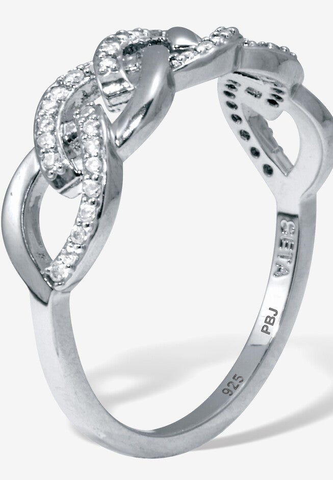 .21 Tcw Round Cubic Zirconia Platinum-Plated Sterling Silver Oval Link Ring Jewelry, , on-hover image number 1