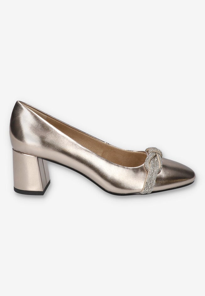 Marigold Square Toe Pump, GOLD, alternate image number 2