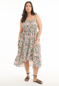 Tiered Smocked Midi Dress