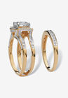 Yellow Gold-Plated Cubic Zirconia Vintage-Style Jacket Bridal Set, , on-hover image number null