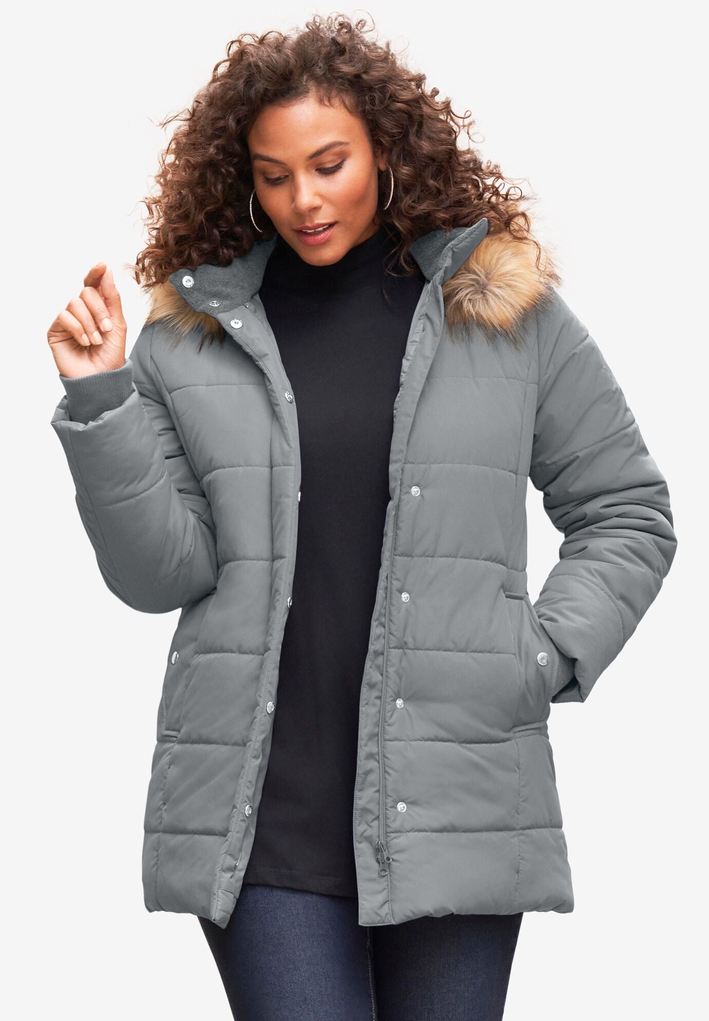 Woman within on sale quilted jacket