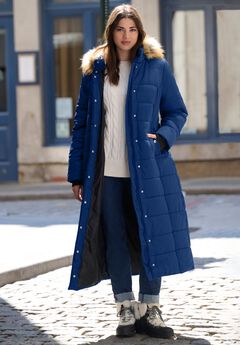 Plus Size Maxi Length Puffer Coat