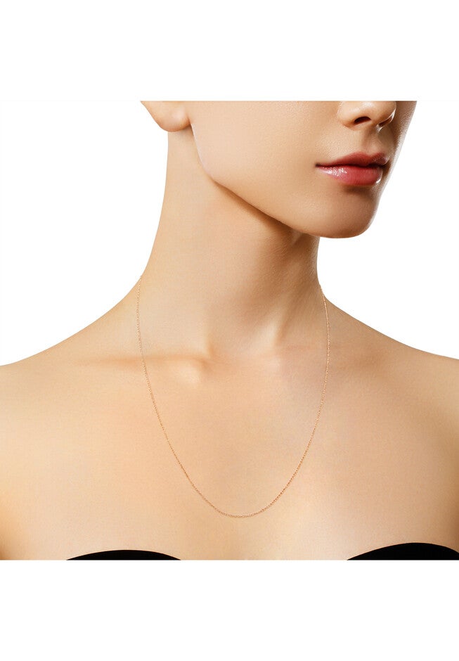 Solid Rose Gold Rope Chain Necklace Unisex 18 inches, , alternate image number null