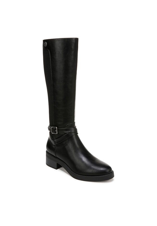 Brittany Tall Wide Calf Boot, BLACK FAUX LEATHER, hi-res image number 0
