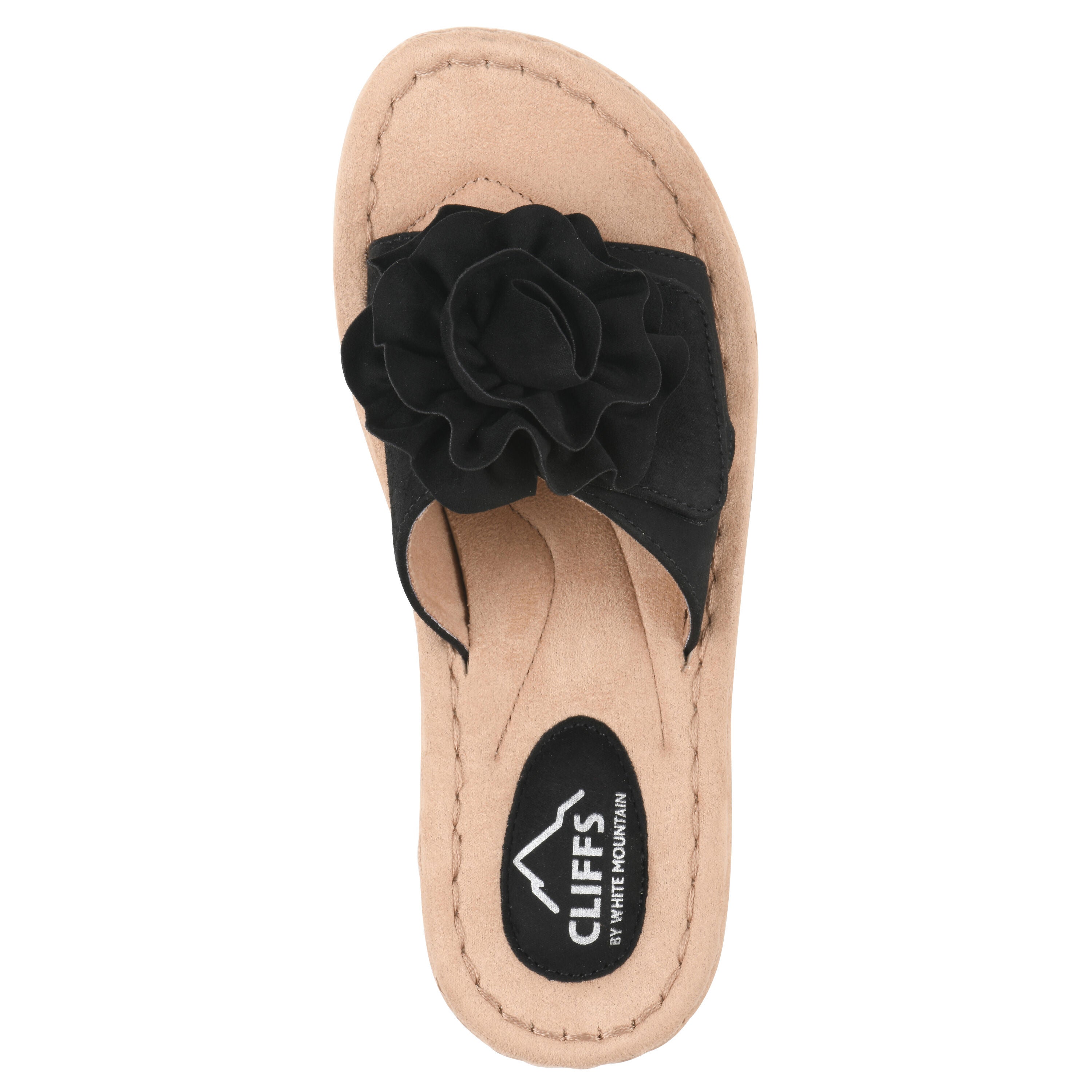 Casmyn Floral Mini Wedge Sandal, BLACK FABRIC, alternate image number 4