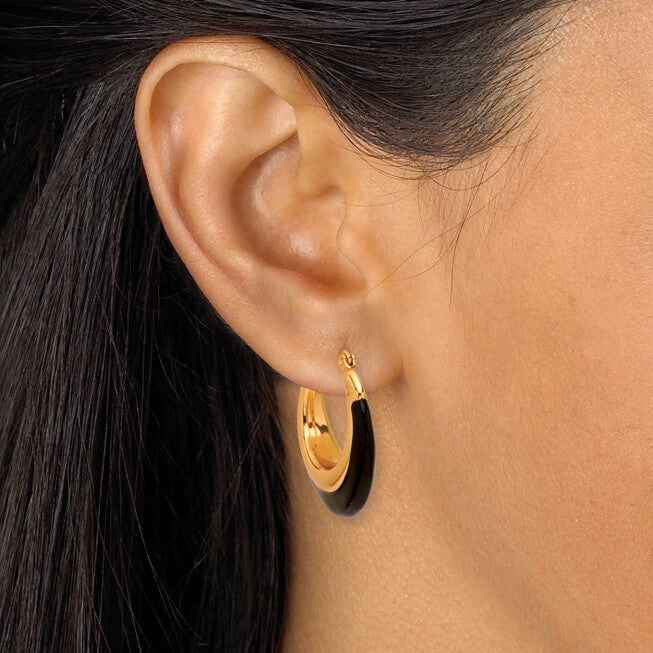 Yellow Gold Ion-Plated Eclipse 2-Set Hoop Earrings, YELLOW, alternate image number null