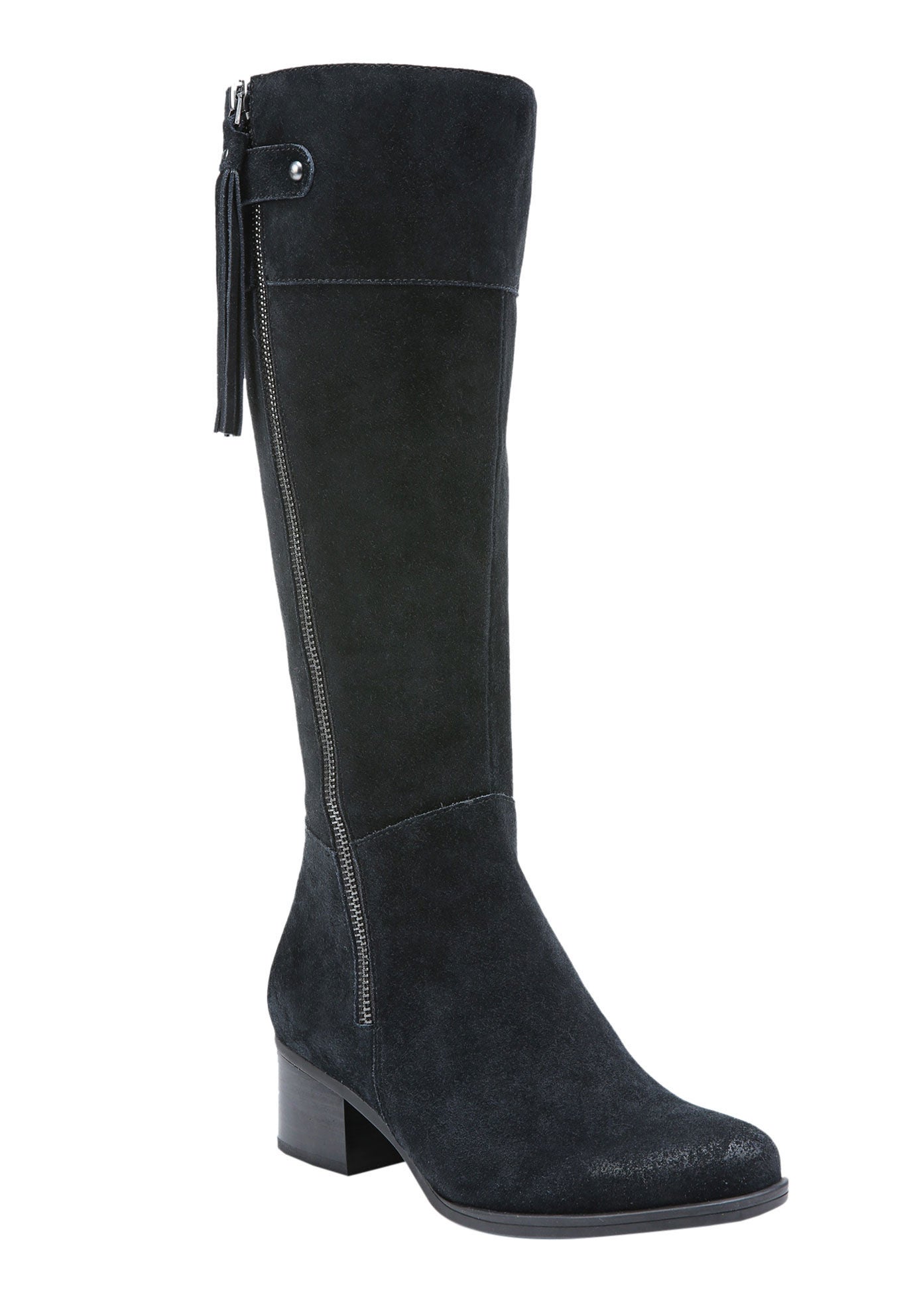 Wide Calf Suede Demi Knee High Boots Woman Within