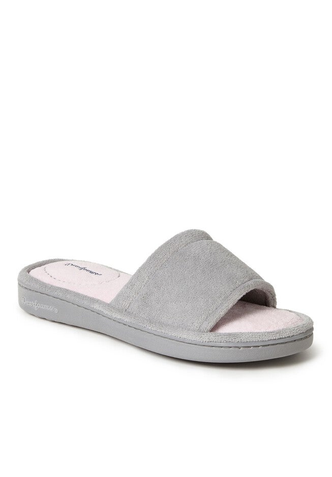 Alice Colorblocked Microfiber Terry Slide by Dearfoams, SLEET, hi-res image number 0