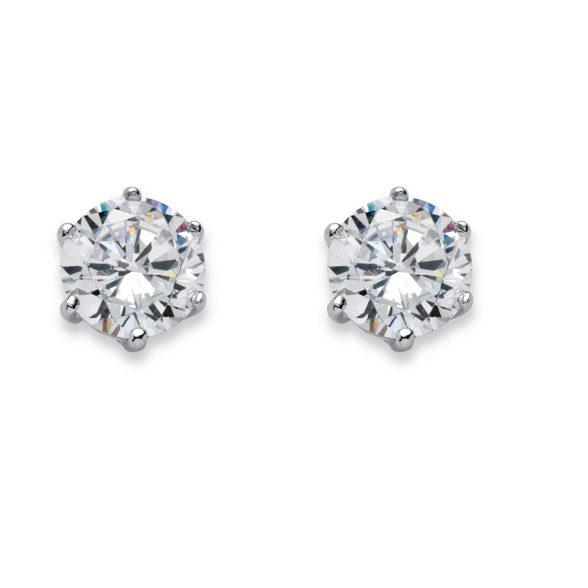 Birthstone .925 Sterling Silver Stud Earrings, APRIL, hi-res image number 0
