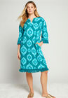 Boho Terry Boardwalk Shirtdress, TROPICAL TEAL MEDALLION, hi-res image number null