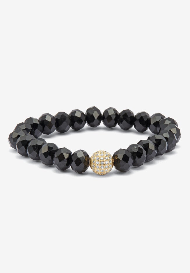 Natural Black Onyx And Genuine Agate Goldtone Necklace And Bracelet Set, 34 Inch, , alternate image number 10