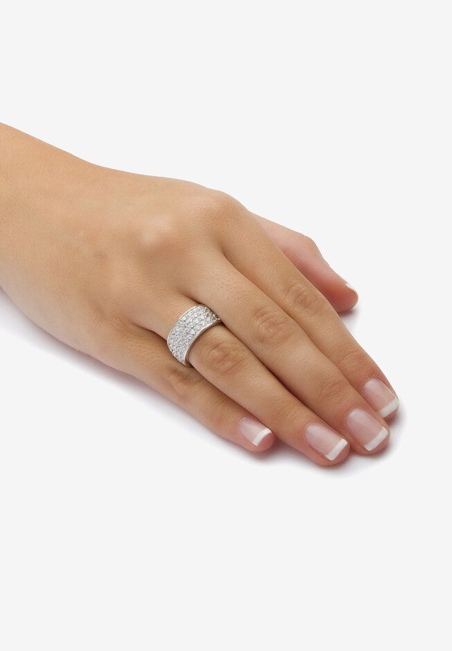 3.30 Tcw Round Cubic Zirconia Platinum-Plated Sterling Silver Eternity Band, , alternate image number null