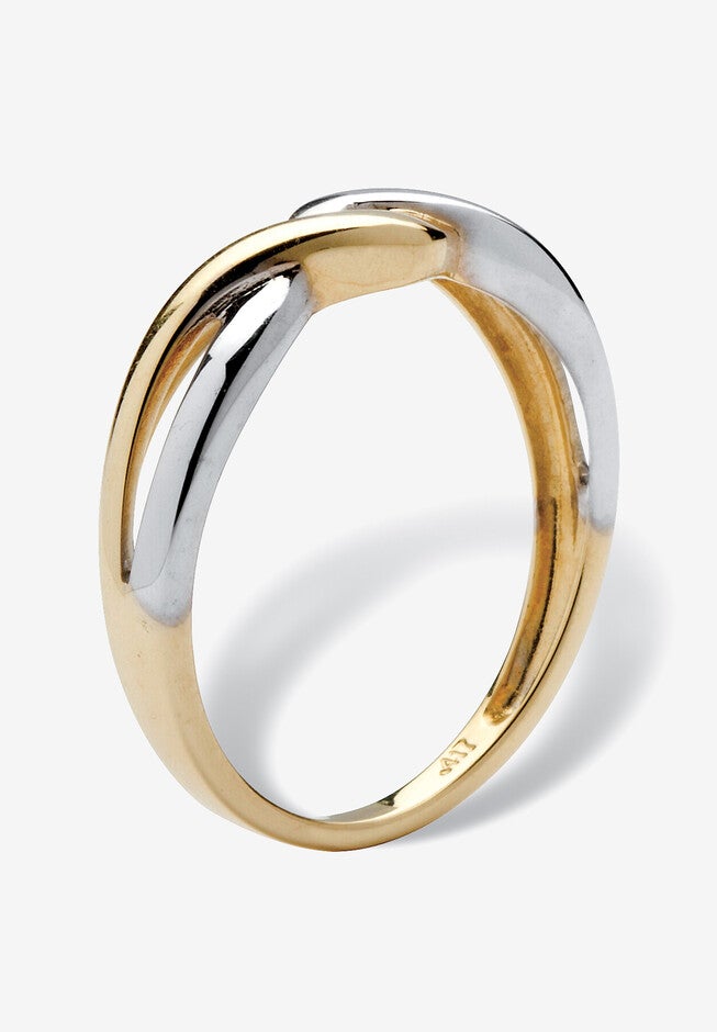 10K Yellow Gold Two-Tone Twist Ring, , on-hover image number null