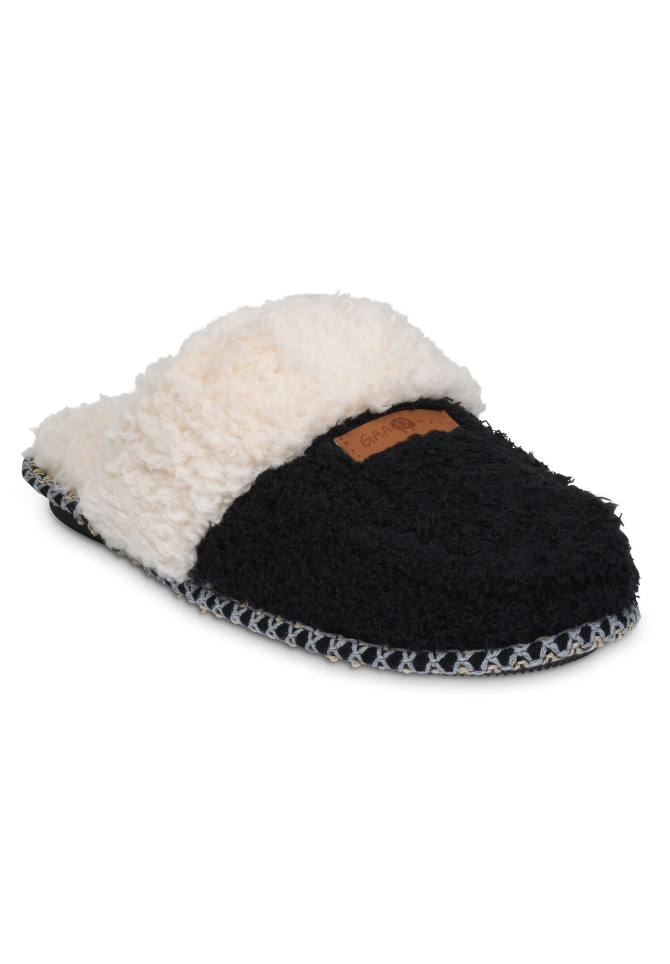 Cozee Fleece Mocassin Scuff Slipper, BLACK, hi-res image number 0