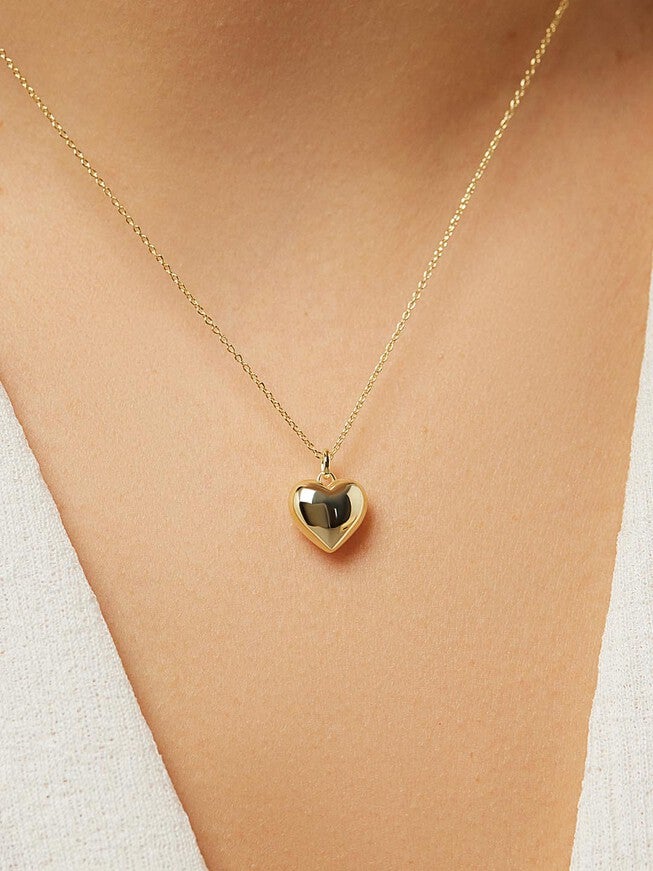 Lev Small Gold Heart Necklace, GOLD, alternate image number 2
