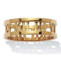 Roman Numeral Gold Ion-Plated Stainless Steel Ring
