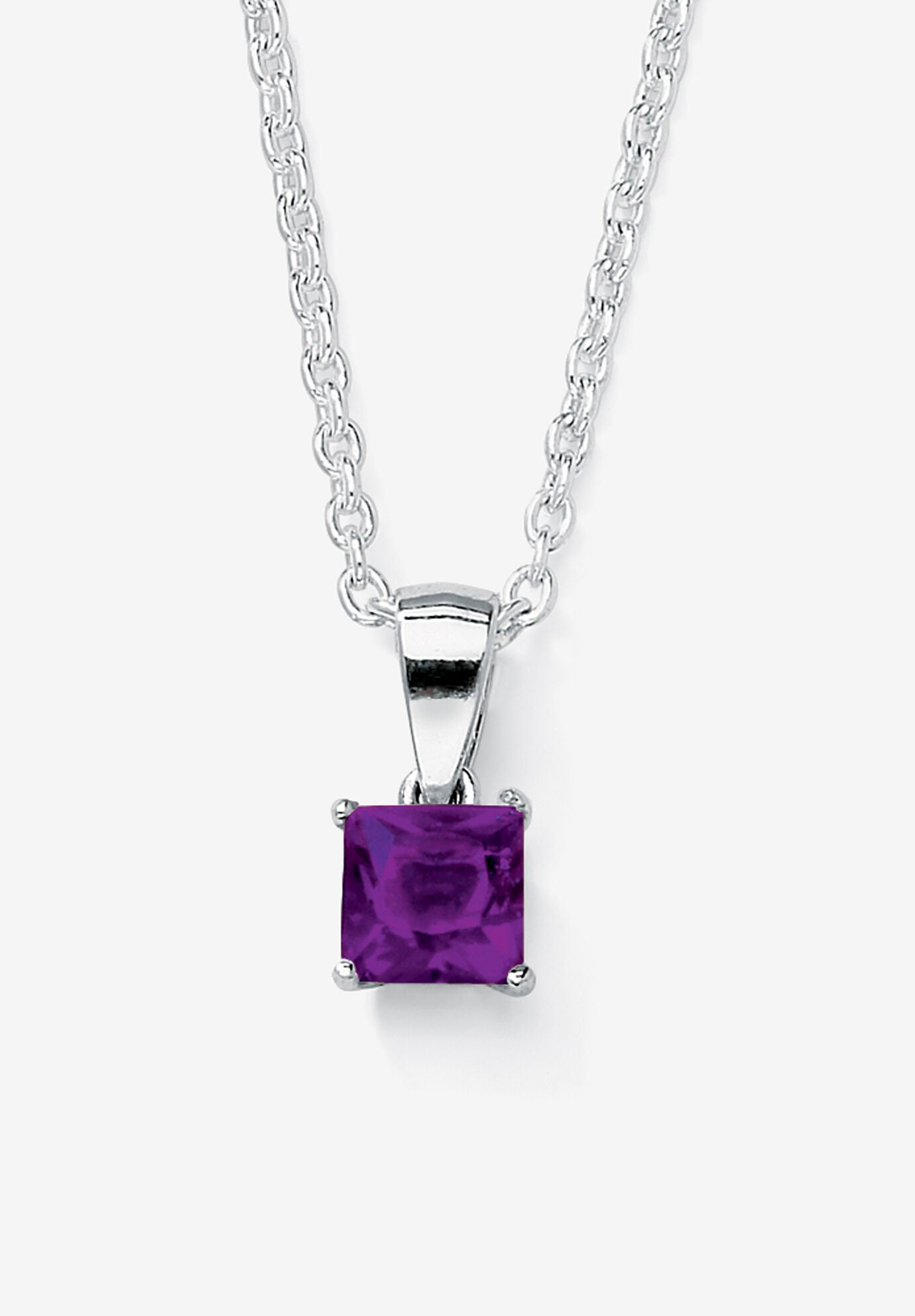 Simulated Birthstone .925 Silver Necklace 18 inches, FEBRUARY, hi-res image number 0