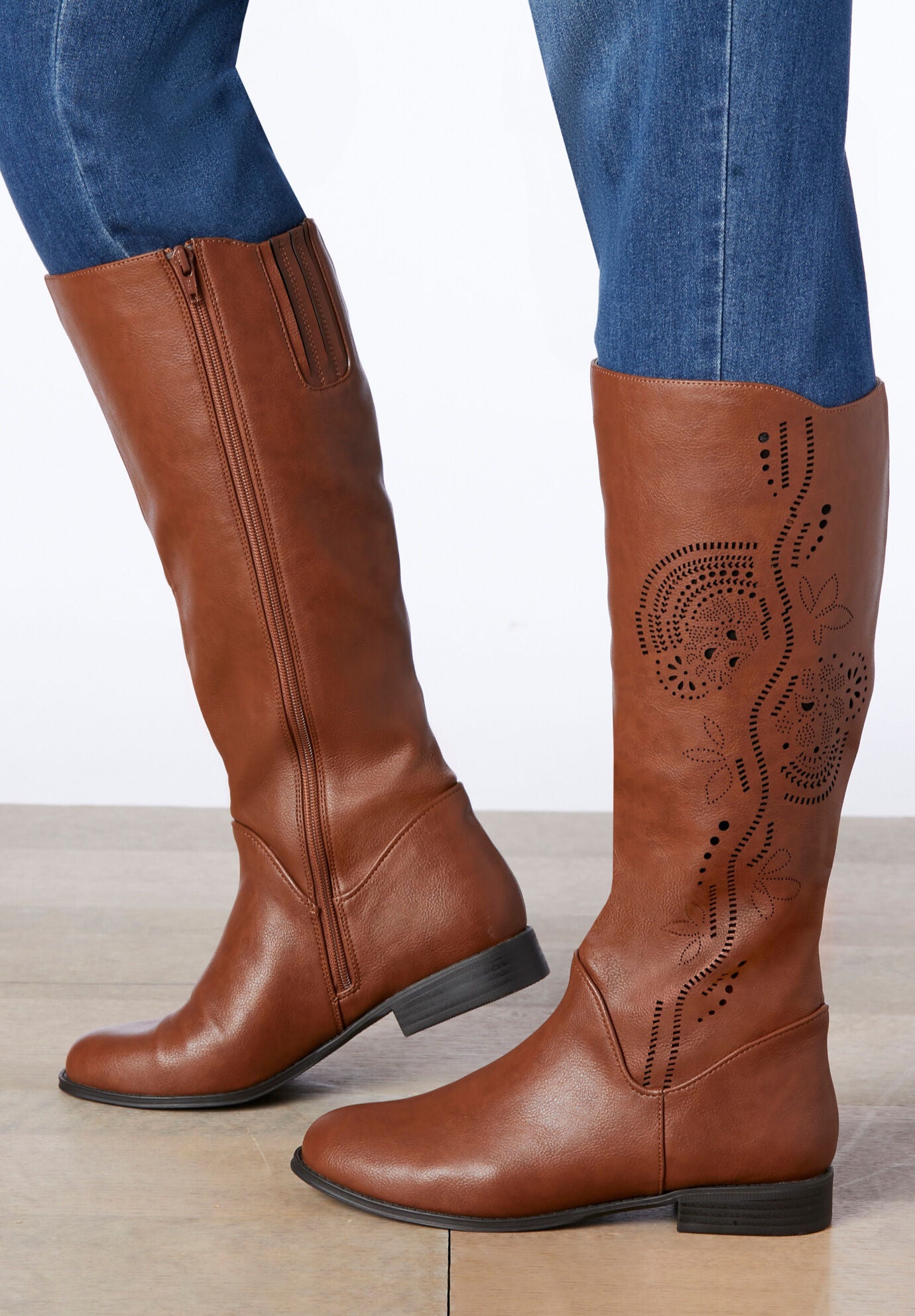 Wide Calf Leather Like Lili Boot Cognac Woman Within