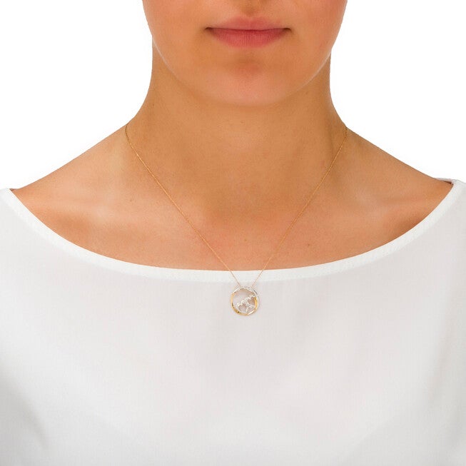 Diamond Accent Solid 10k Yellow Gold Double Heart Pendant Necklace 18 inches, WHITE, alternate image number null
